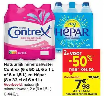 Natuurlijk mineraalwater contrex or hépar