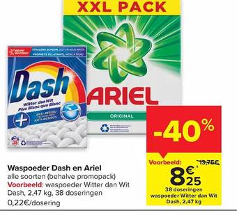Carrefour Market Waspoeder dash en ariel aanbieding