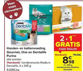 Honden en kattenvoeding gourmet, one en dentalife purina