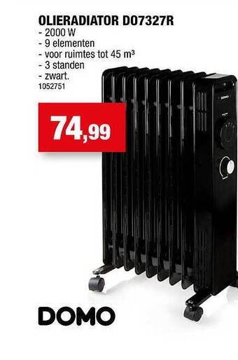 Hubo Domo olieradiator do7327r aanbieding