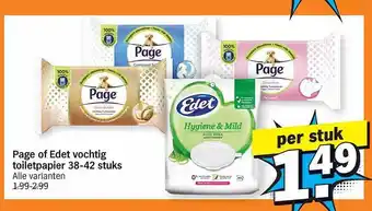 Page of edet vochtig toiletpapier