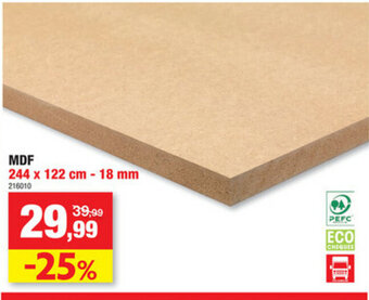 Hubo MDF 244x122cm-18mm aanbieding