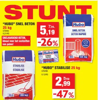 Hubo Hubo Snel Beton 25kg aanbieding