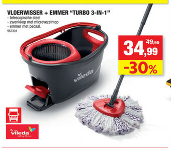 Hubo Vloerwisser + Emmer Turbo 3-in-1 aanbieding