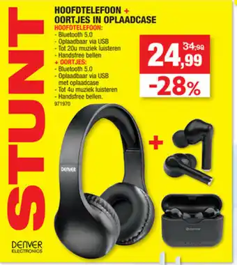 Hubo Hoofdtelefoon Oortjes in Oplaadcase aanbieding
