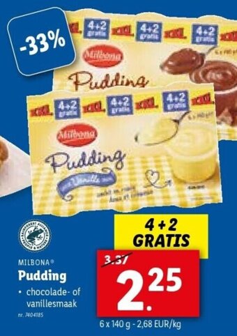 Lidl Milbona Pudding aanbieding