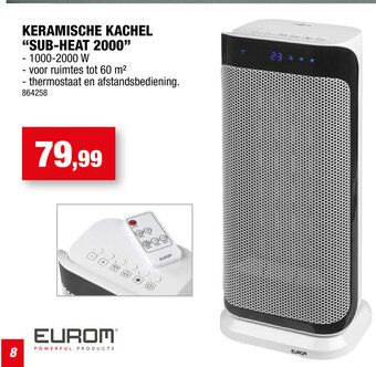 Hubo Eurom Keramische Kachel Sub-Heat 2000 aanbieding