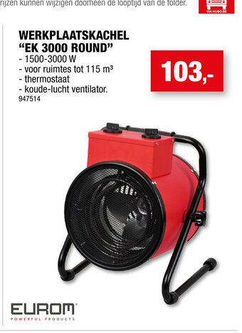 Hubo Eurom Werkplaatskachel EK 3000 Round aanbieding