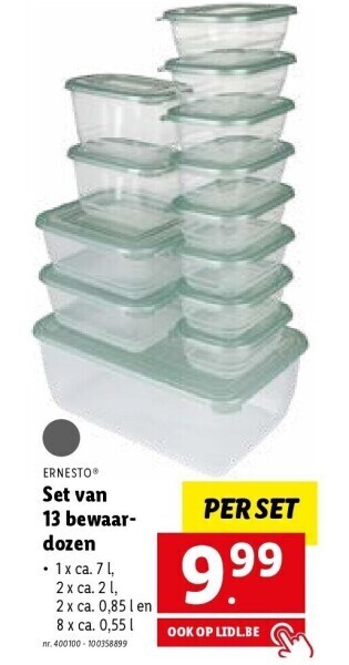 Lidl Set van 13 bewaardozen aanbieding