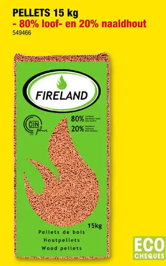 Hubo Fireland Pellets 15Kg 80% Loof en 20% Naaldhout aanbieding