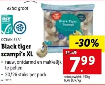 Lidl Ocean Sea Black tiger scampi's XL aanbieding