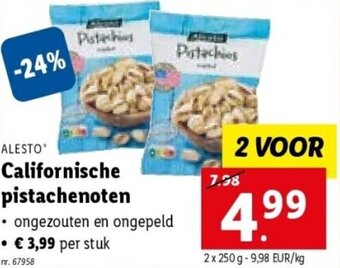Lidl Alesto Californische pistachenoten aanbieding