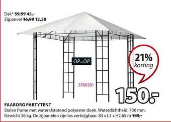 Jysk Faaborg Partytent aanbieding