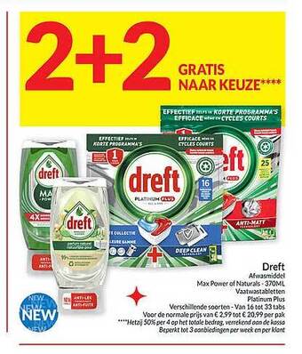 Intermarché Dreft afwasmiddel, vaatwastabletten aanbieding