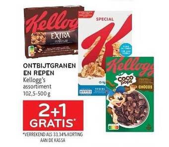Alvo Ontbijtgranen en repen kellogg's aanbieding