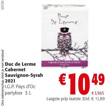 Colruyt Duc de Lerme Cabernet Sauvignon-Syrah 2021 aanbieding