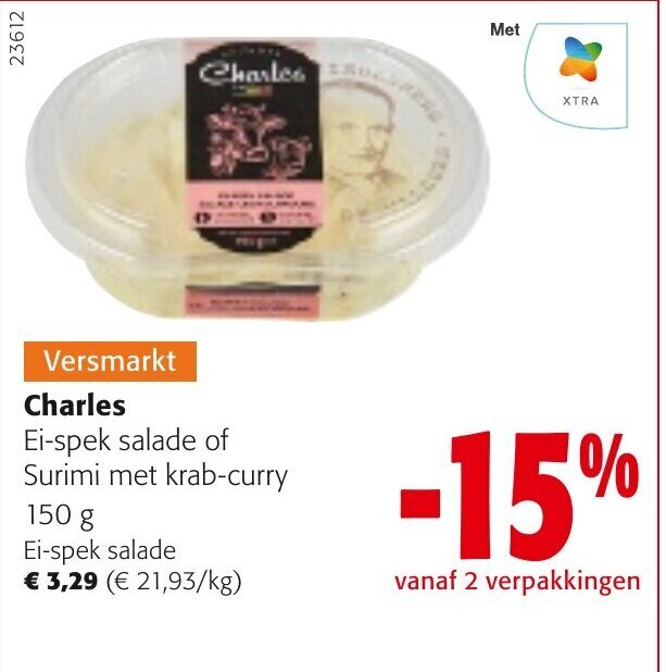 Charles Eispek salade of Surimi met krabcurry 150g promotie bij Colruyt