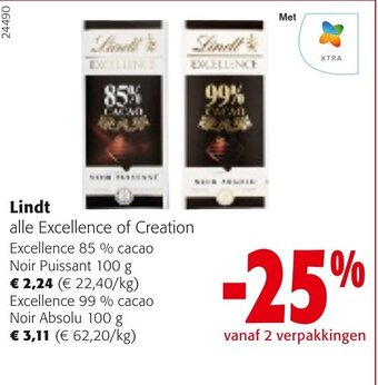 Colruyt Lindt alle Excellence of Creation aanbieding
