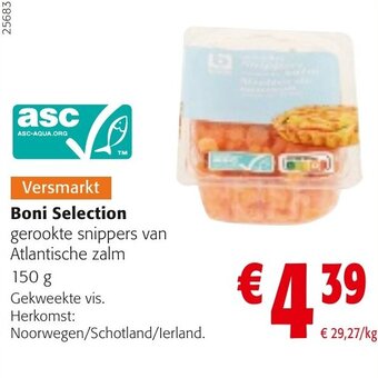 Colruyt Boni Selection gerookte snippers van Atlantische zalm 150g aanbieding
