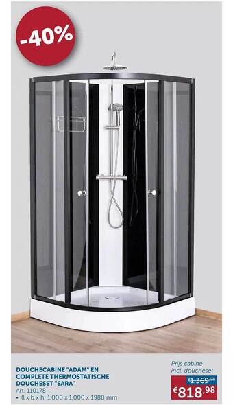 Zelfbouwmarkt Douchecabine adam en complete thermostatische doucheset sara aanbieding