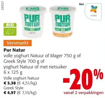Colruyt Pur Natur Volle yoghurt Natuur, Greek Style aanbieding