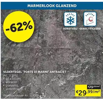 Zelfbouwmarkt Vloertegel forte di marmi antraciet aanbieding