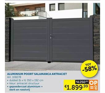 Zelfbouwmarkt Aluminium poort salamanca antraciet aanbieding