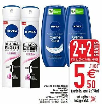 Douche ou déodorant en spray douchegel of deodorantspray nivea men ou - of women