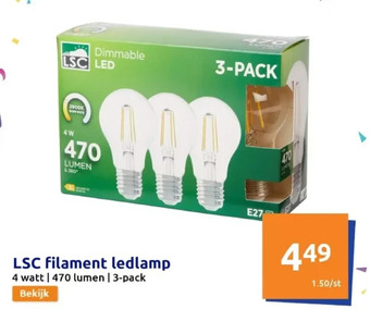 Action Lsc filament ledlamp aanbieding