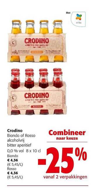 Colruyt Crodino biondo of rosso alcoholvrij bitter aperitief aanbieding