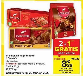 Carrefour Market Pralines en mignonnette côte d'or aanbieding