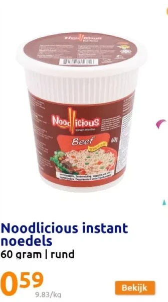 Action Noodlicious instant noedels aanbieding