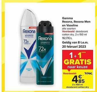Carrefour Market Gamma rexona, rexona men en vaseline aanbieding