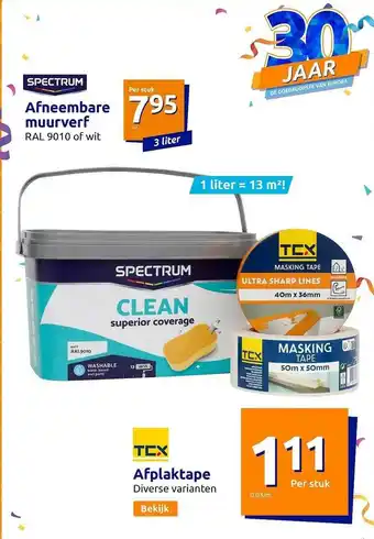 Action Afneembare muurverf, afplaktape aanbieding