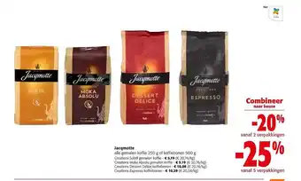 Colruyt Jacqmotte gemalen koffie of koffiebonen aanbieding
