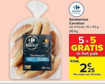Carrefour Market Sandwiches aanbieding