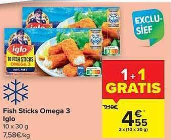 Carrefour Market Fish sticks omega 3 iglo aanbieding