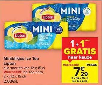 Carrefour Market Miniblikjes ice tea lipton aanbieding