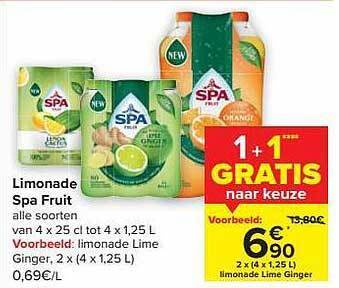 Carrefour Market Limonade spa fruit aanbieding