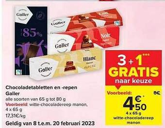 Carrefour Market Chocoladetabletten en repen galler aanbieding