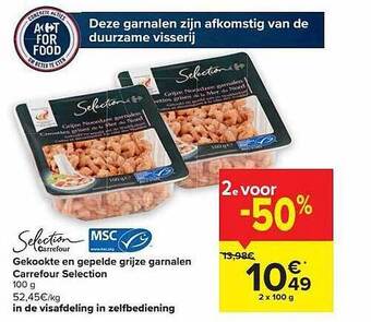 Carrefour Market Gekookte en gepelde grijze garnalen aanbieding