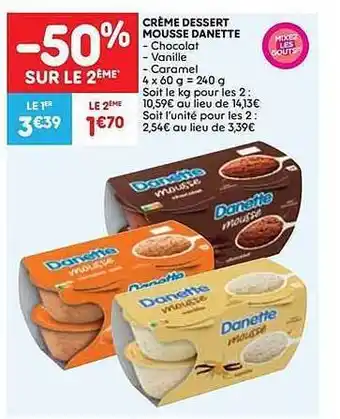 Crème dessert mousse danette