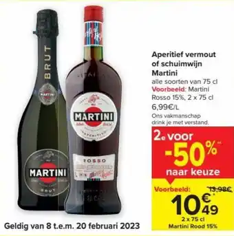 Carrefour Market Aperitief vermout of schuimwijn Martini aanbieding