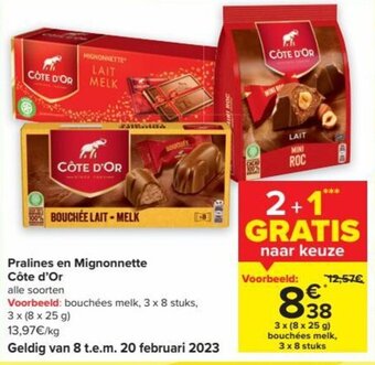 Carrefour Market Pralines en Mignonnette Cote d'Or aanbieding
