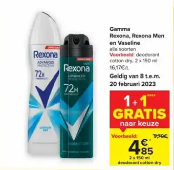 Carrefour Market Gamma Rexona, Rexona Men en Vaseline aanbieding