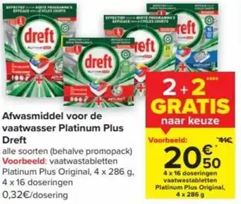 Carrefour Market Afwasmiddel voor de vaatwasser Platinum Plus Dreft aanbieding