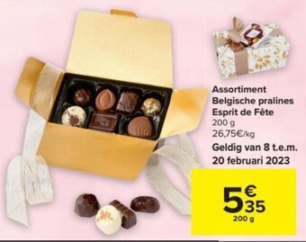 Carrefour Market Assortiment Belgische pralines Esprit de Fete 200g aanbieding