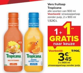 Carrefour Market Vers fruitsap Tropicana aanbieding