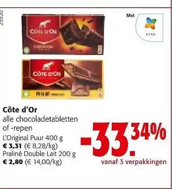 Colruyt Côte d'or alle chocoladetabletten of -repen aanbieding