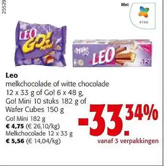 Colruyt Leo melkchocolade of witte chocolade aanbieding